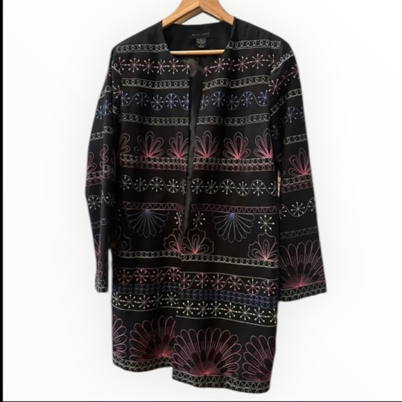 Women's Silk Land Jacket - Black Multi L 100% Silk Embroidery Cardigan/Jacket - Picture 1 of 6